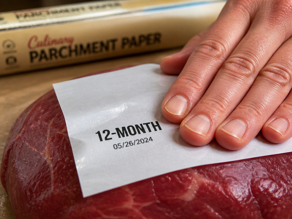 Freezer paper's plastic coating pressed against meat versus parchment paper for long-term storage.