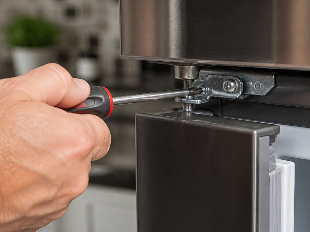 Adjusting refrigerator door hinge to ensure it closes properly