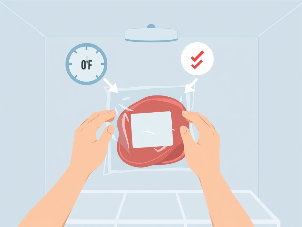 Four key methods to prevent freezer burn on frozen food illustrated diagram
