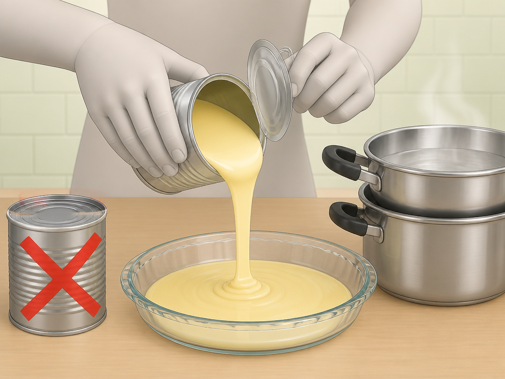 Safe method for making dulce de leche from opened condensed milk.