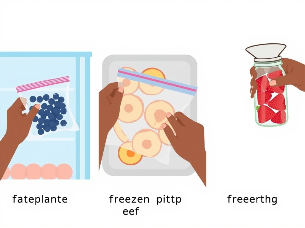 Three methods to preserve fruit: refrigeration, freezing, and canning.