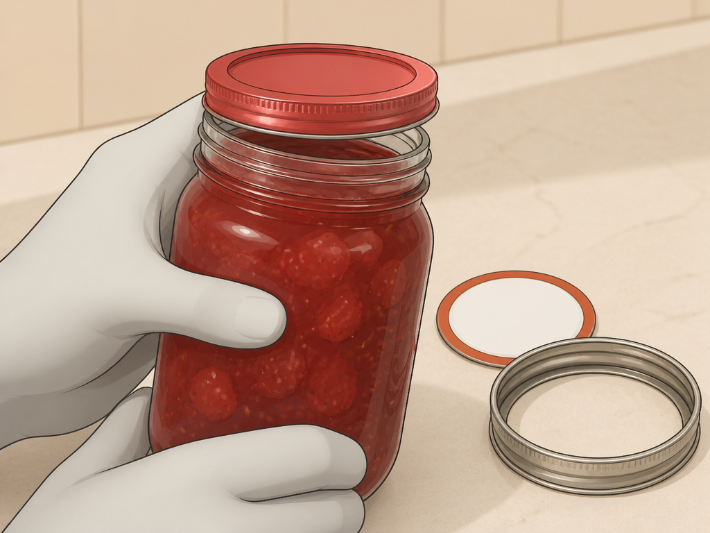 Troubleshooting a failed seal during water bath canning process.