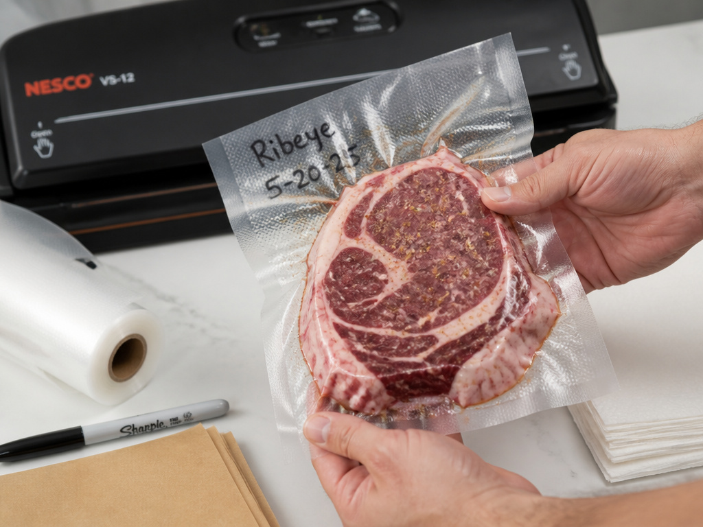 Essential tools for vacuum sealing meat to prevent freezer burn.