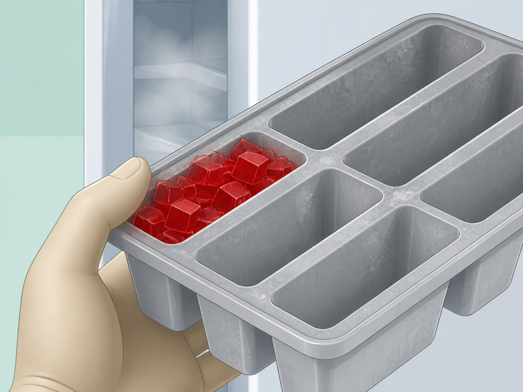 Jello cubes in a popsicle mold ready for the freezer, a frozen snack alternative.