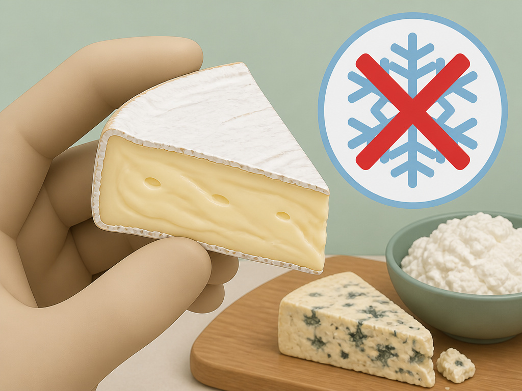 Cheeses not to freeze: Camembert, brie, fresh mozzarella, and blue cheese.